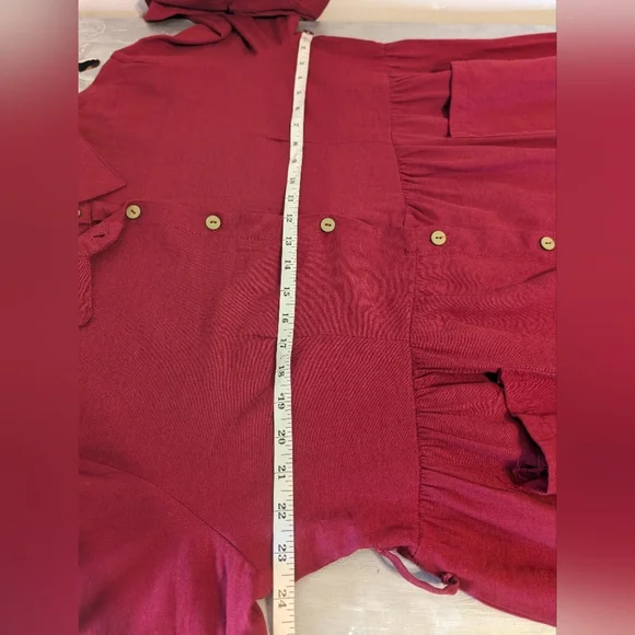 Elegant Long Sleeve Burgundy Dress - Picture 5 of 9